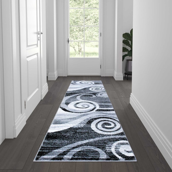 Flash Furniture Gray 2' x 7' Modern Swirl Pattern Area Rug OKR-RG1103-27-GY-GG - main